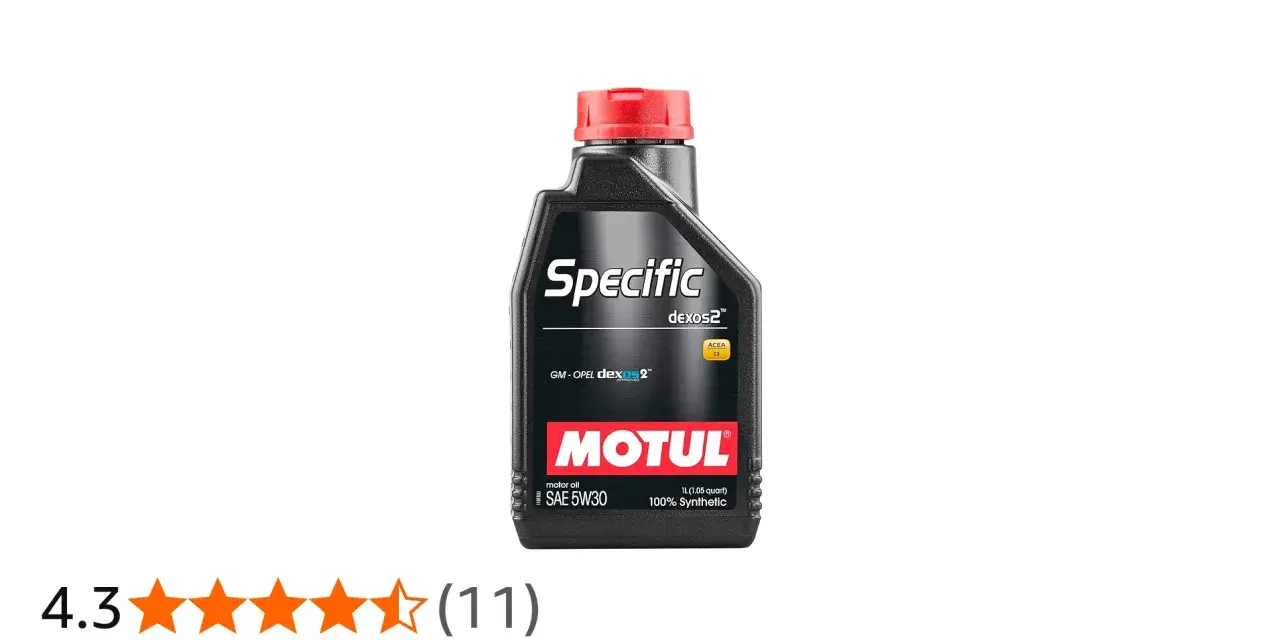 Czarna butelka oleju silnikowego Motul Specific dexos2 5W30 z czerwonym korkiem.