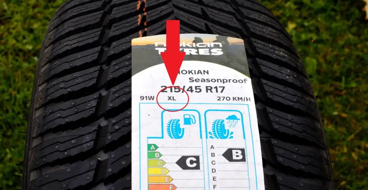 Oznaczenie XL na oponie