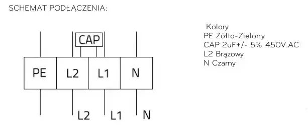 schemat podłączenia kondensatora silnik jednofazowy